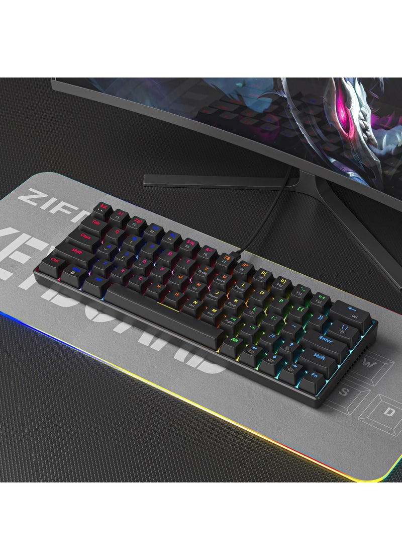 60% Wired Mechanical Gaming Keyboard RGB Backlit Ultra-Compact Mini Keyboard Waterproof Mini Compact 63 Keys Keyboard for PC/Mac Gamer Typist Travel Easy to Carry on Business Trip