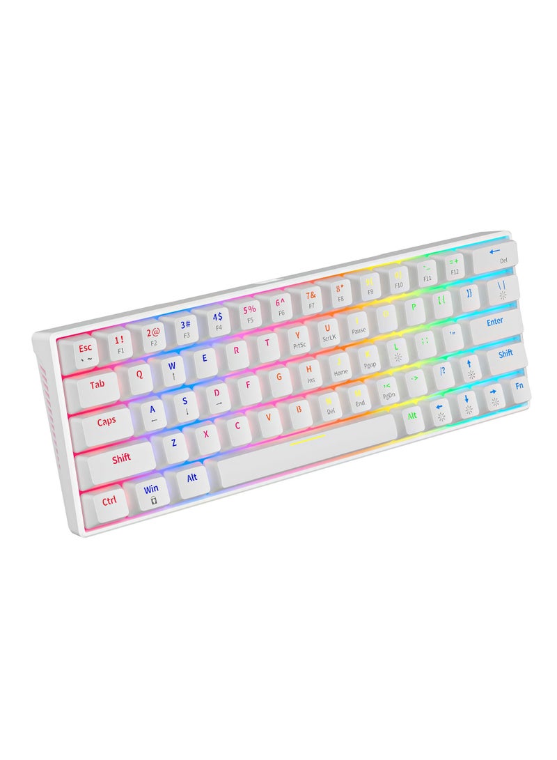 60% Wired Mechanical Gaming Keyboard RGB Backlit Ultra-Compact Mini Keyboard Waterproof Mini Compact 63 Keys Keyboard for PC/Mac Gamer Typist Travel Easy to Carry on Business Trip White