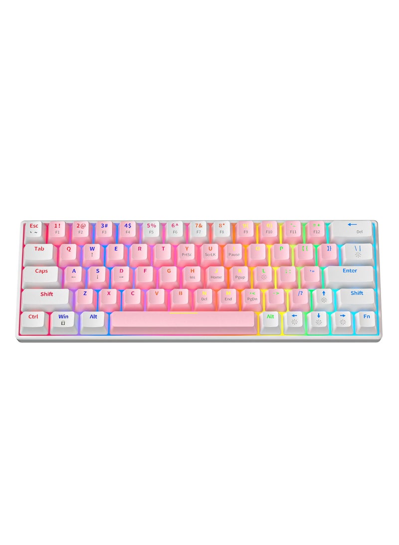 60% Wired Mechanical Gaming Keyboard RGB Backlit Ultra-Compact Mini Keyboard Waterproof Mini Compact 63 Keys Keyboard for PC/Mac Gamer Typist Travel Easy to Carry on Business Trip