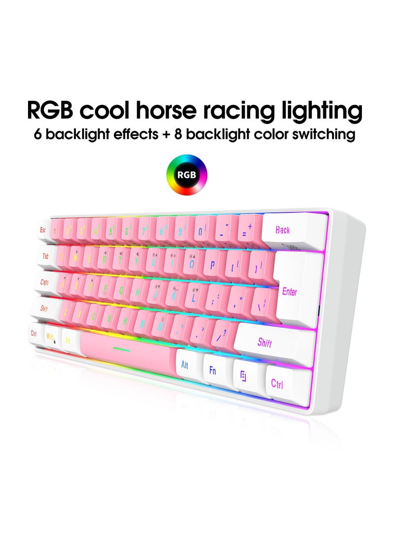 60% Wired Gaming Keyboard RGB Backlit Ultra-Compact Mini Keyboard Waterproof Small Compact 61 Keys Keyboard for PC/Mac Gamer Typist Travel Easy to Carry on Business Trip