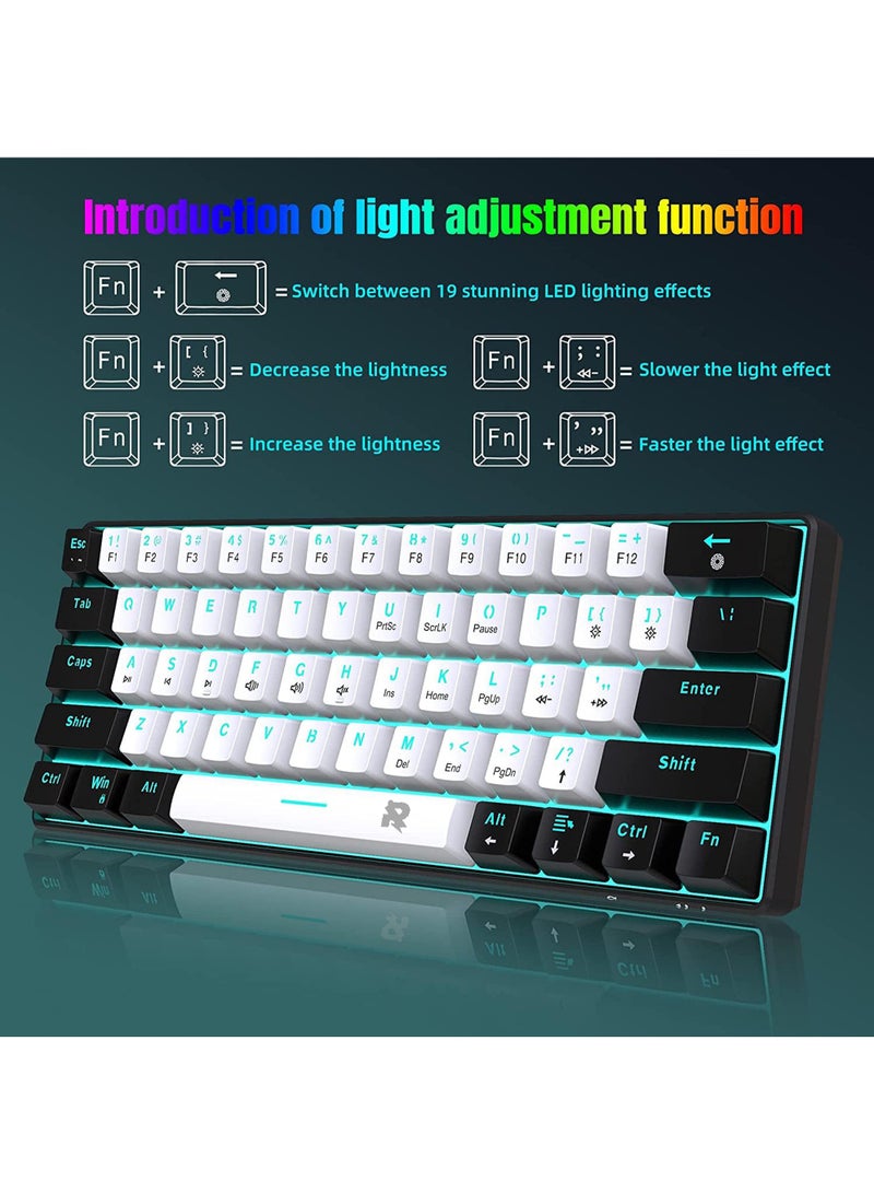 61 keys Wired 60% Arabic English Mechanical Gaming Keyboard Full Anti-ghosting Portable Mini Keyboard for Windows Laptop PC Mac