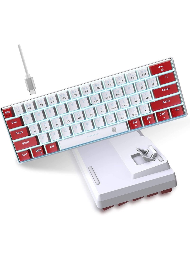 61keys Wired 60% Mechanical Gaming Keyboard Blue Switch Full Anti-ghosting Portable Mini Keyboard for Windows Laptop PC Mac