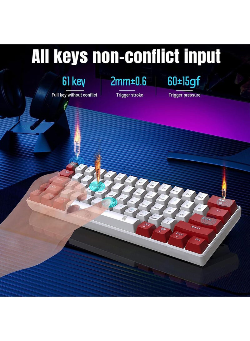 61keys Wired 60% Mechanical Gaming Keyboard Blue Switch Full Anti-ghosting Portable Mini Keyboard for Windows Laptop PC Mac