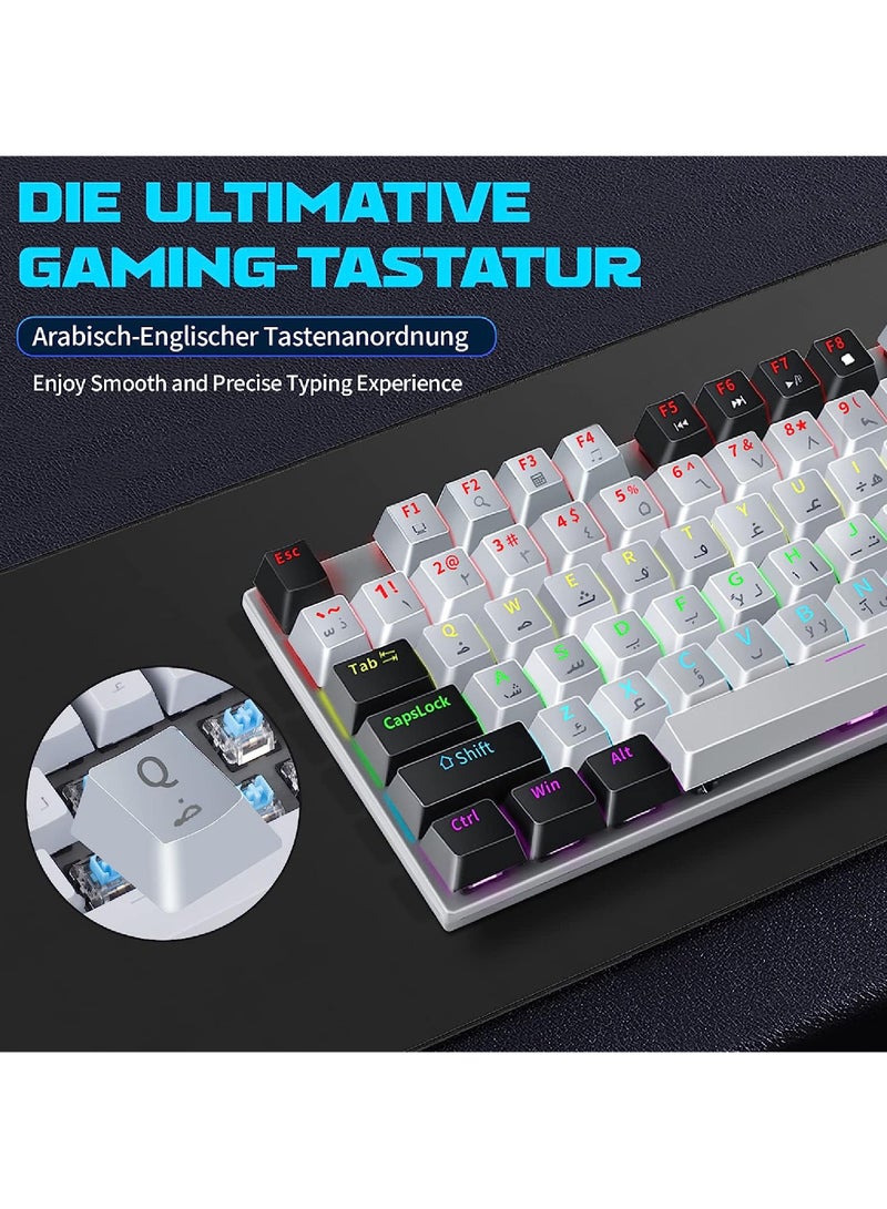 Arabic English Mechanical Gaming Keyboard with RGB LED Backlit 104 Keys USB Interface E-sport Waterproof Wired Keyboard for Windows/MacOS/Android PC Gamers