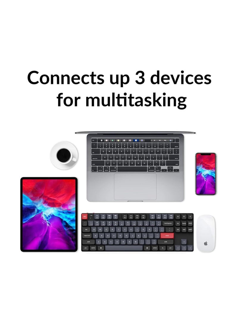 K1 Pro Wireless RGB Custom Mechanical Keyboard, 80% Layout Hot Swappable QMK/VIA Programmable, Ultra-Slim Low Profile Gateron Red Switch Bluetooth/USB-C Wired N-Key Rollover for Mac Windows