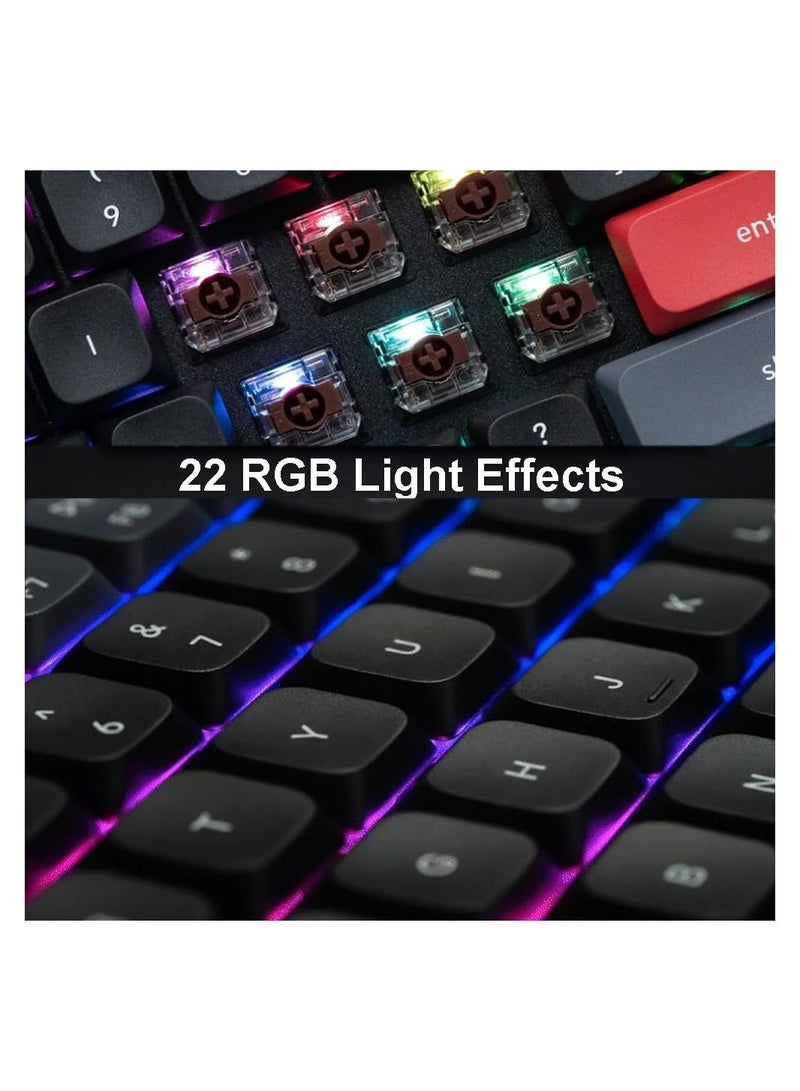 K1 Pro Wireless RGB Custom Mechanical Keyboard, 80% Layout Hot Swappable QMK/VIA Programmable, Ultra-Slim Low Profile Gateron Red Switch Bluetooth/USB-C Wired N-Key Rollover for Mac Windows