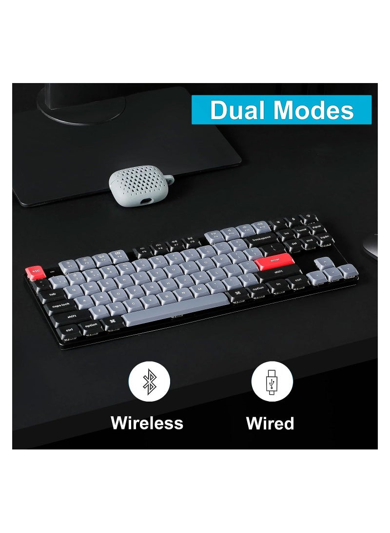 K1 Pro Wireless RGB Custom Mechanical Keyboard, 80% Layout Hot Swappable QMK/VIA Programmable, Ultra-Slim Low Profile Gateron Red Switch Bluetooth/USB-C Wired N-Key Rollover for Mac Windows