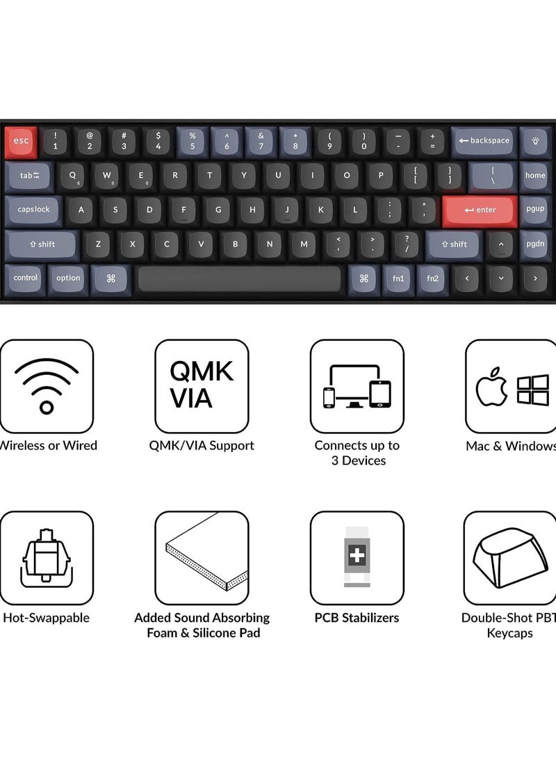 K6 Pro Wireless Custom Mechanical Keyboard, QMK/VIA Programmable Macro, Hot-Swappable Keychron K Pro Brown Switch Keyboard, 65% Layout RGB Backlit Office Keyboard for Mac Windows Linux