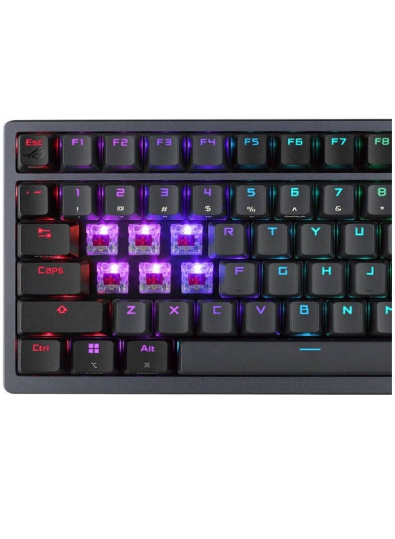 ROG Azoth 75 DIY Custom RGB Gaming Keyboard, OLED Display, Tri-mode Connection, Hot-Swappable ROG NX Red Switches & Keyboard Stabilizers, ABS Keycaps, ENG Layout, 90MP0316-BKUA01