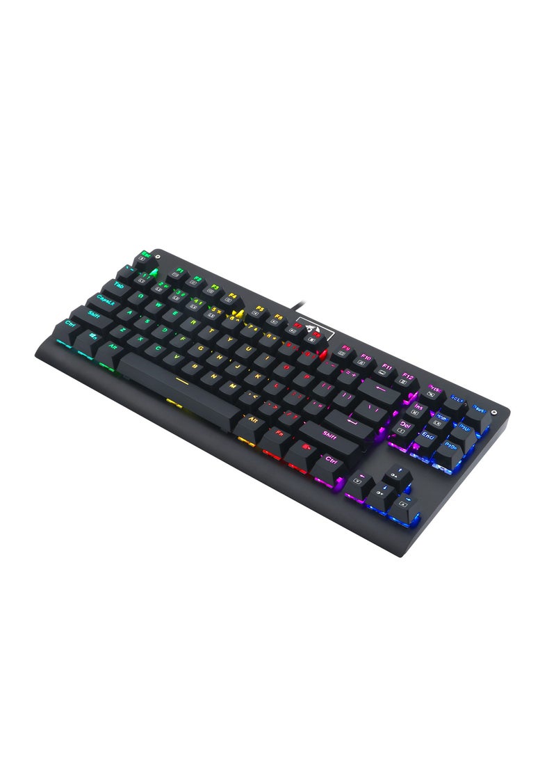 Keyboard Gaming Blue Switch USB Wired Mechanical 87Keys Backlit Mode With Keycap Puller