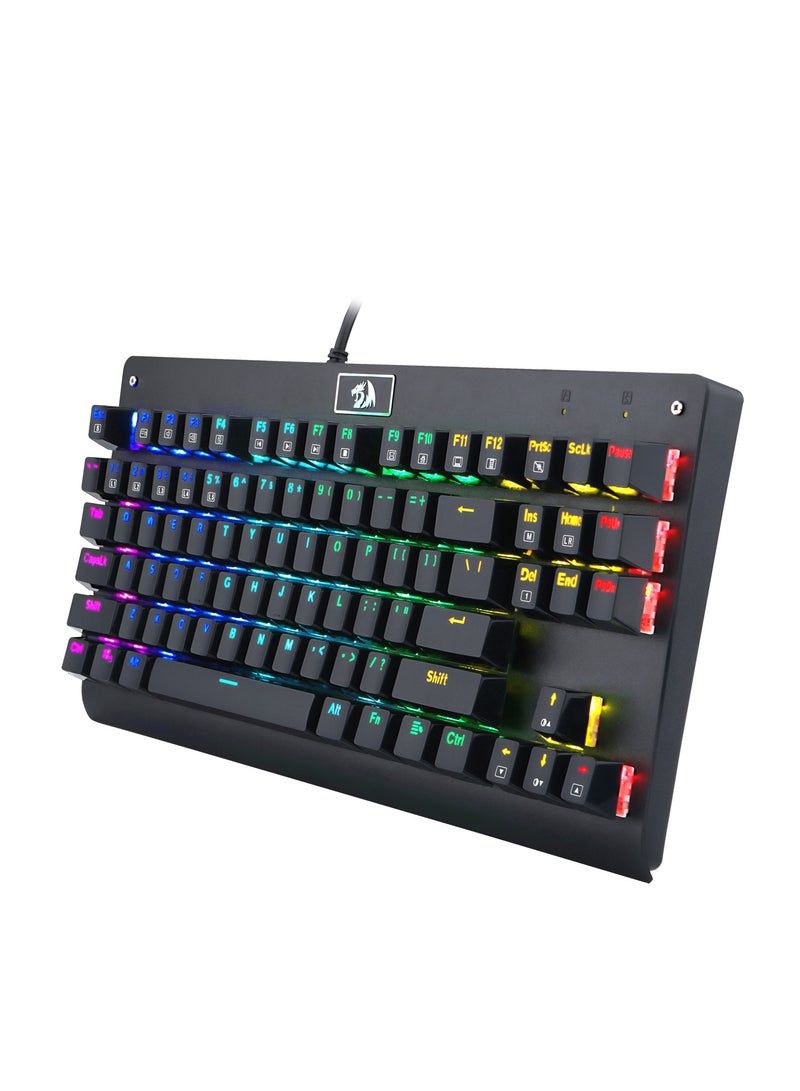 Keyboard Gaming Blue Switch USB Wired Mechanical 87Keys Backlit Mode With Keycap Puller