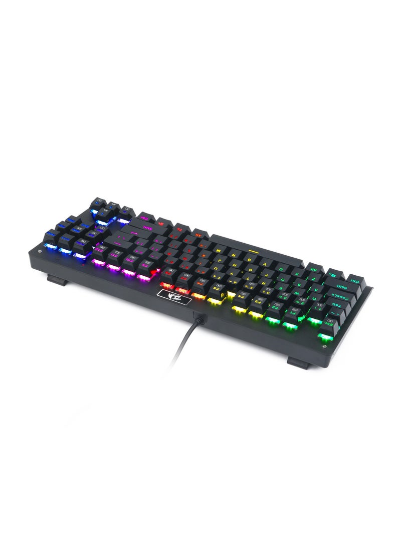 Keyboard Gaming Blue Switch USB Wired Mechanical 87Keys Backlit Mode With Keycap Puller