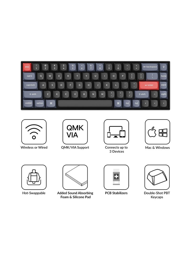 K6 Pro Wireless Custom Mechanical Keyboard, QMK/VIA Programmable Macro, Hot-Swappable Keychron K Pro Red Switch Keyboard, 65% Layout RGB Backlit Office Keyboard for Mac Windows Linux