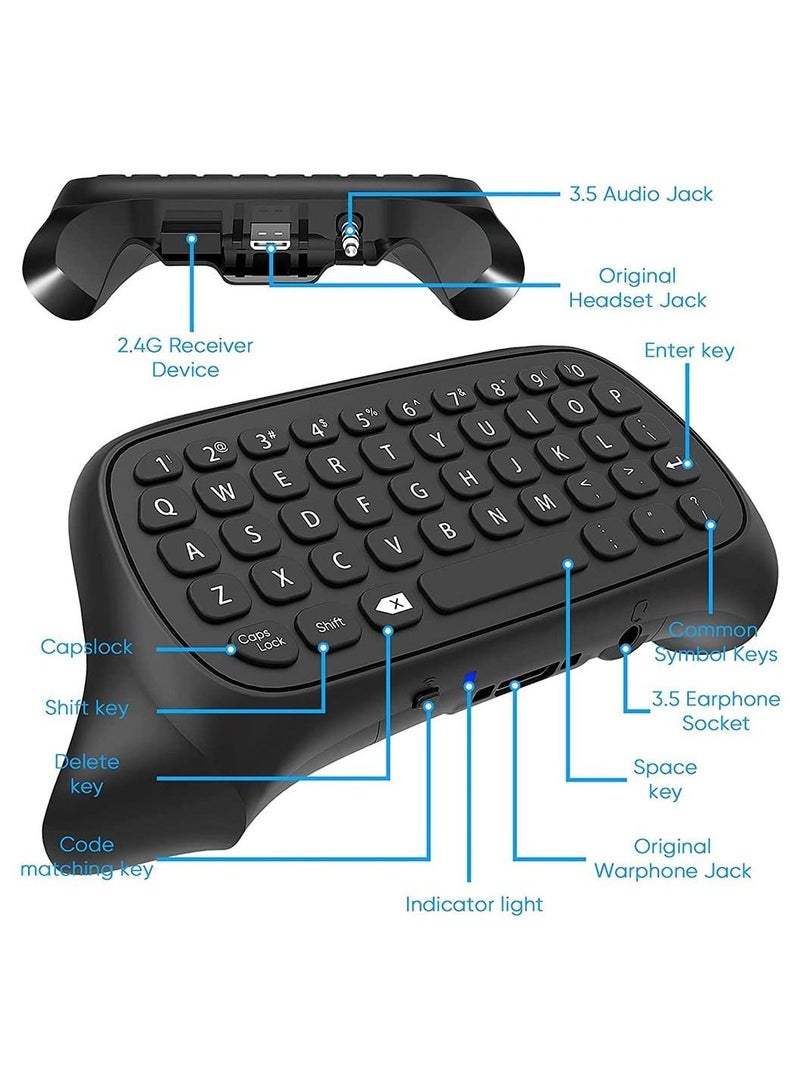 Wireless Keyboard for Xbox Series X/S Controller, One/S/Controller Gamepad, 2.4Ghz Mini QWERTY Controller Gaming Chatpad