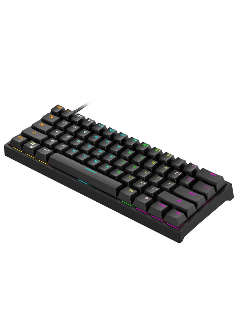 RGB Mechanical Gaming Keyboard，61 Keys USB Ergonomic Keyboard with 9 Colors Adjustable Backlights Compatible All PC, Computer, Laptop， Grade Anti Ghosting