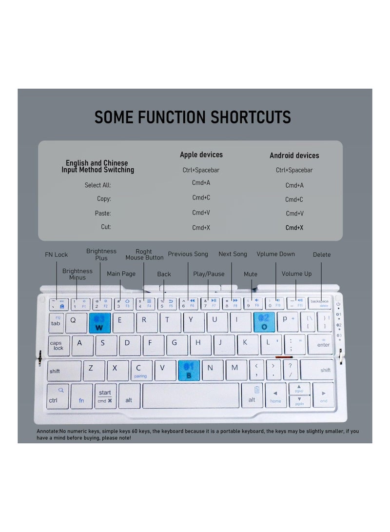 Foldable Bluetooth Keyboard, with Magnetic Stand, Aluminum Alloy Mini Quiet Folding Portable Lightweight Travel Rechargeable Pocket Keyboard for Tablet, Phones