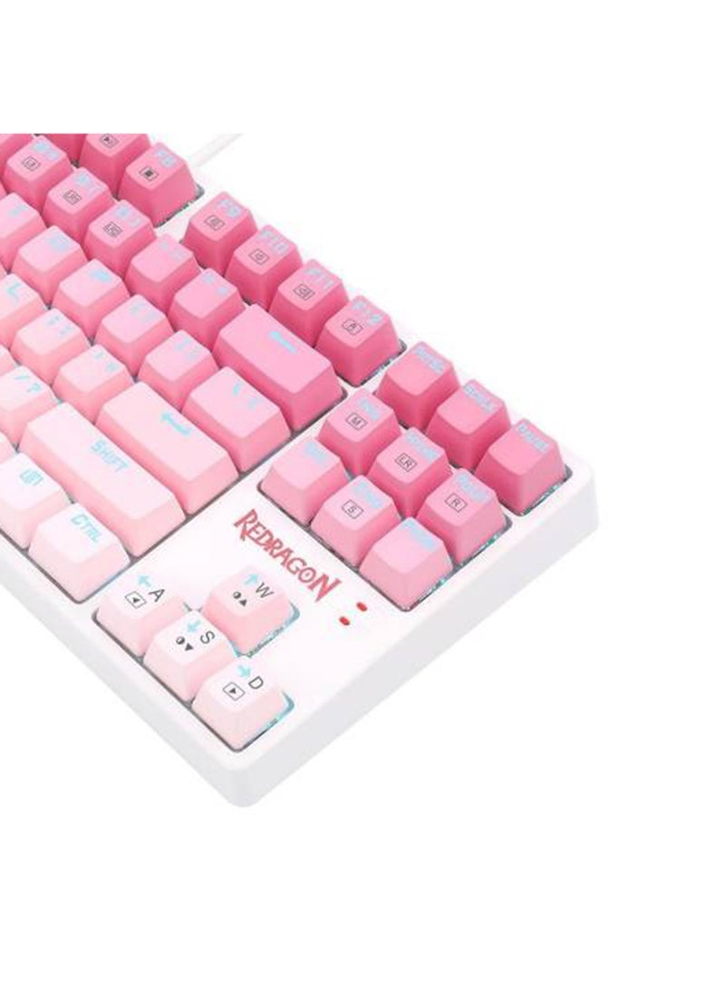 K645W-GP Cass 80% Mechanical Keyboard, Redragon Brown Key Switches, Wired Connectivity, Anti-Ghosting, Splash-Proof, Gradient Pink/White | K645W-GP-RGB