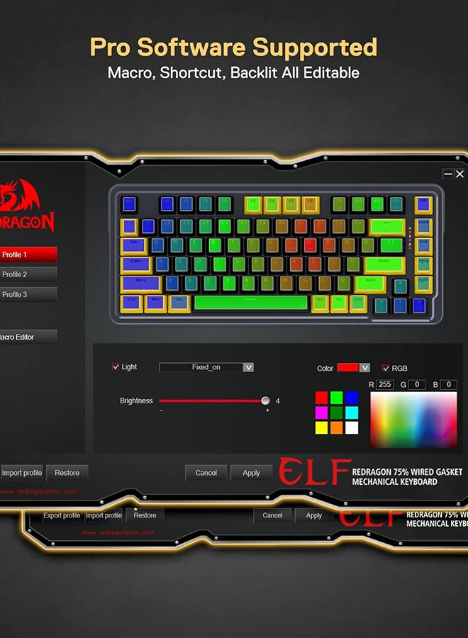 K649 78% Wired Gasket RGB Gaming Keyboard, 82 Keys Layout Hot-Swap Compact Mechanical Keyboard w/Hot-Swappable Socket, Sound Absorbing Foam, Quiet Custom Linear Switch