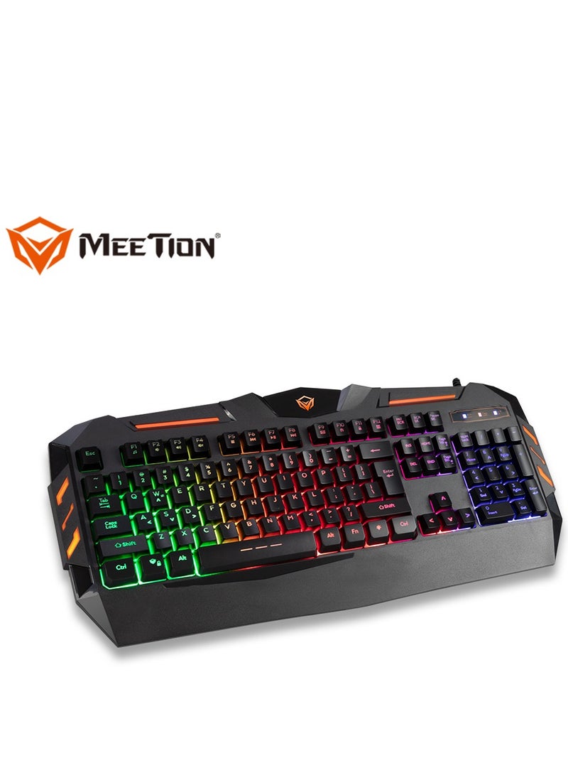 Meetion C-500 4 in 1  PC Backlight USB Ergonomic Gaming Mouse Rainbow Keyboard and Mouse Pad Combo