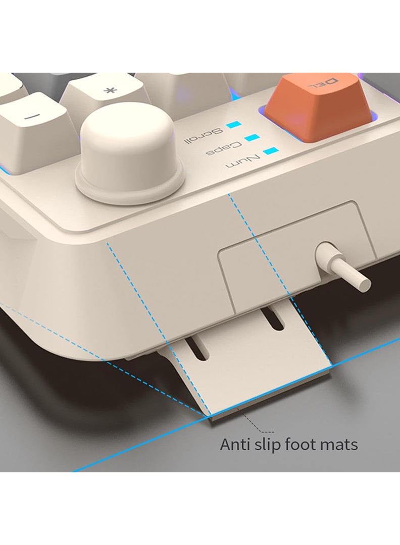 K82 USB Keyboard Three Color-Block Luminous Mechanical Hand Feel Station 94 Key for Gaming Computer PC Laptop Mechanical Keyboard Three Color Backlit Keyboard Cream