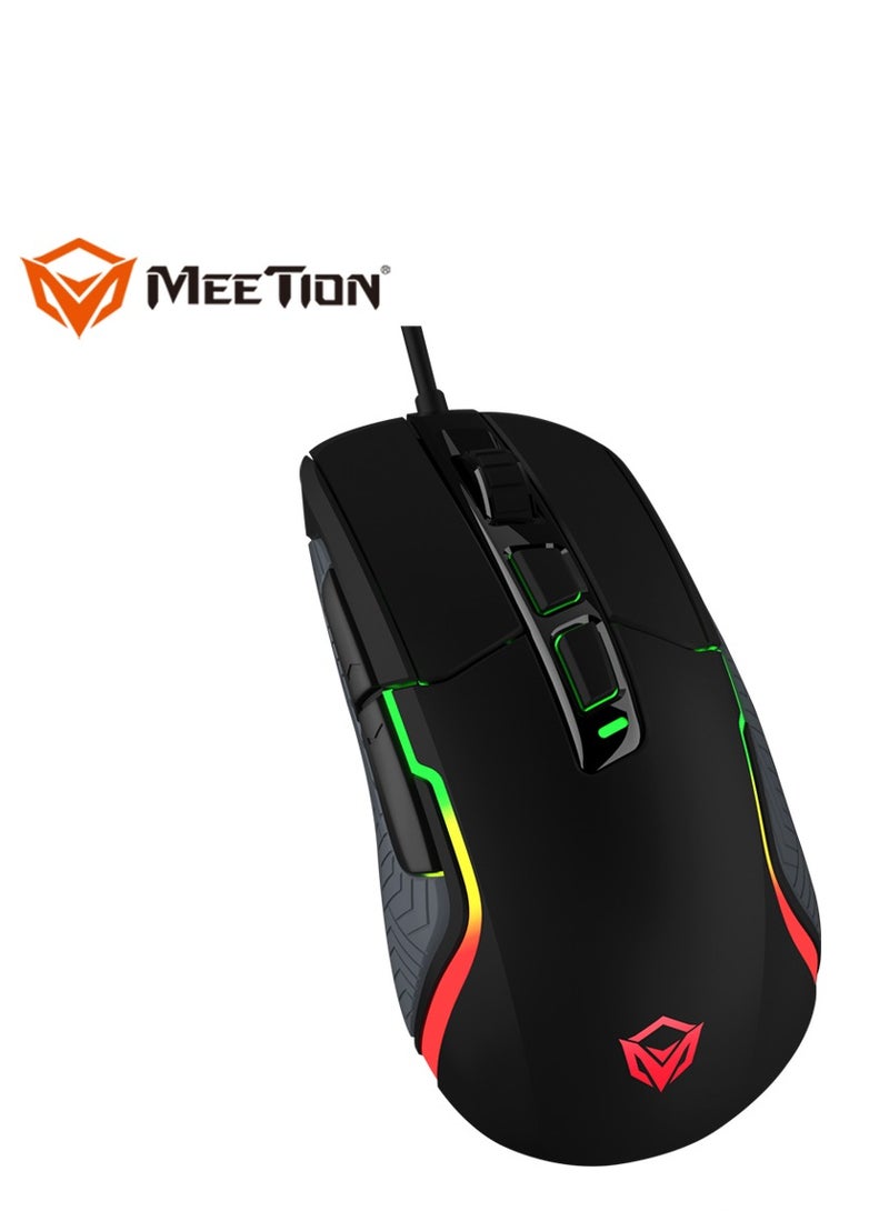 Meetion MT-G3360 High Performance Gaming Mouse Optical Wired Mouse with 12000 Adjustable DPI with RGB Light Weight Hyper Scroll Tilt Wheel Classic Black Back Lighting Elevate Your Gameplay Stylish