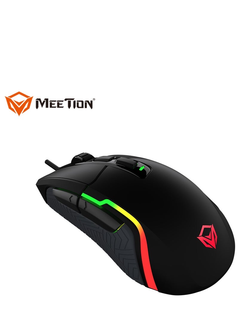 Meetion MT-G3360 High Performance Gaming Mouse Optical Wired Mouse with 12000 Adjustable DPI with RGB Light Weight Hyper Scroll Tilt Wheel Classic Black Back Lighting Elevate Your Gameplay Stylish