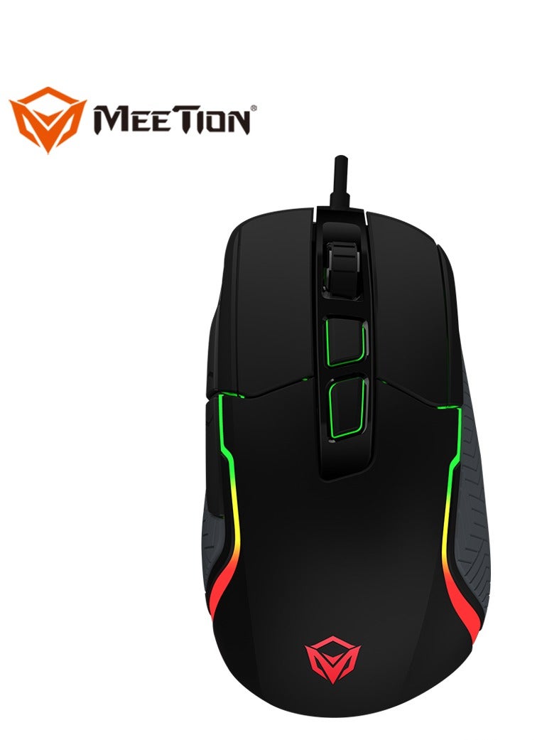 Meetion MT-G3360 High Performance Gaming Mouse Optical Wired Mouse with 12000 Adjustable DPI with RGB Light Weight Hyper Scroll Tilt Wheel Classic Black Back Lighting Elevate Your Gameplay Stylish