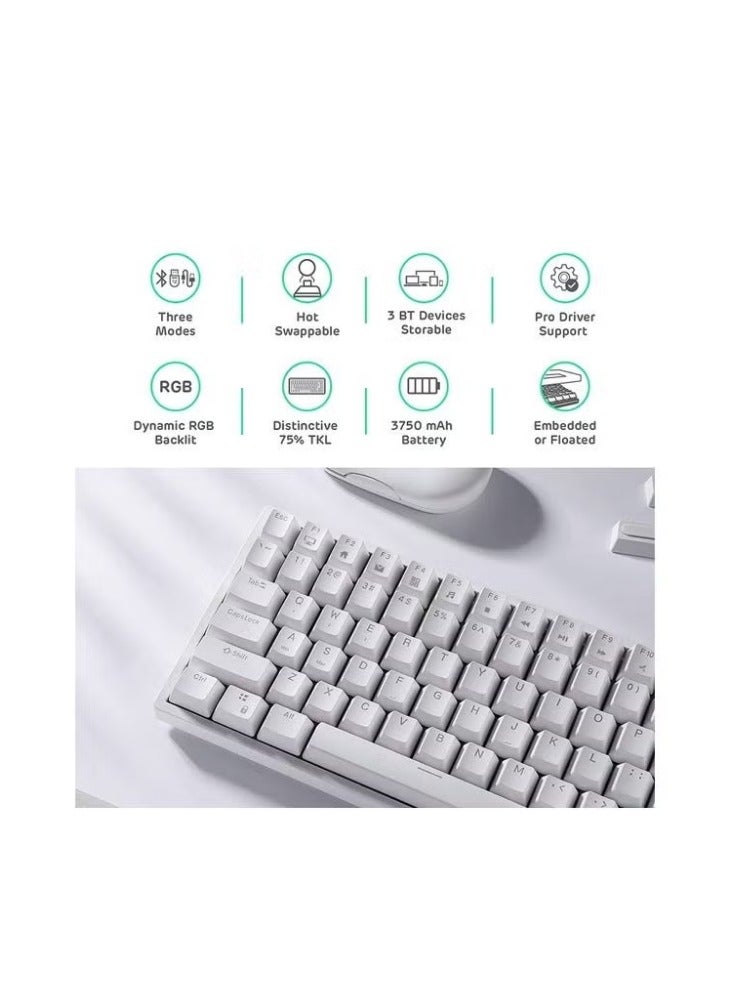 RK84 Wireless Bluetooth/2.4Ghz 80% RGB Mechanical Gaming Keyboard, Three Modes Connectable Keyboard with Hot-Swappable Tactile Blue Switch