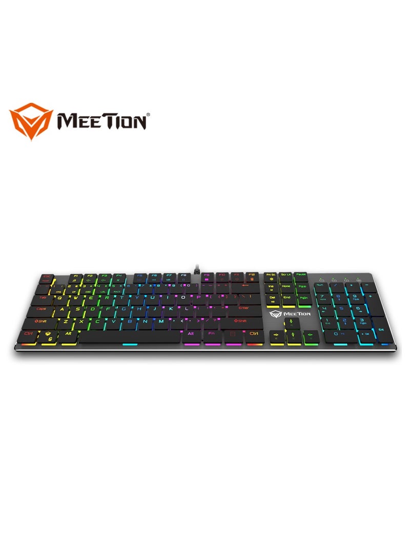 MEETION MK80 Ultrathin Mechanical RGB backlit full keys anti-ghosting ultrathin chocolate keycaps Mechanical Blue Switch Gold-Plating USB