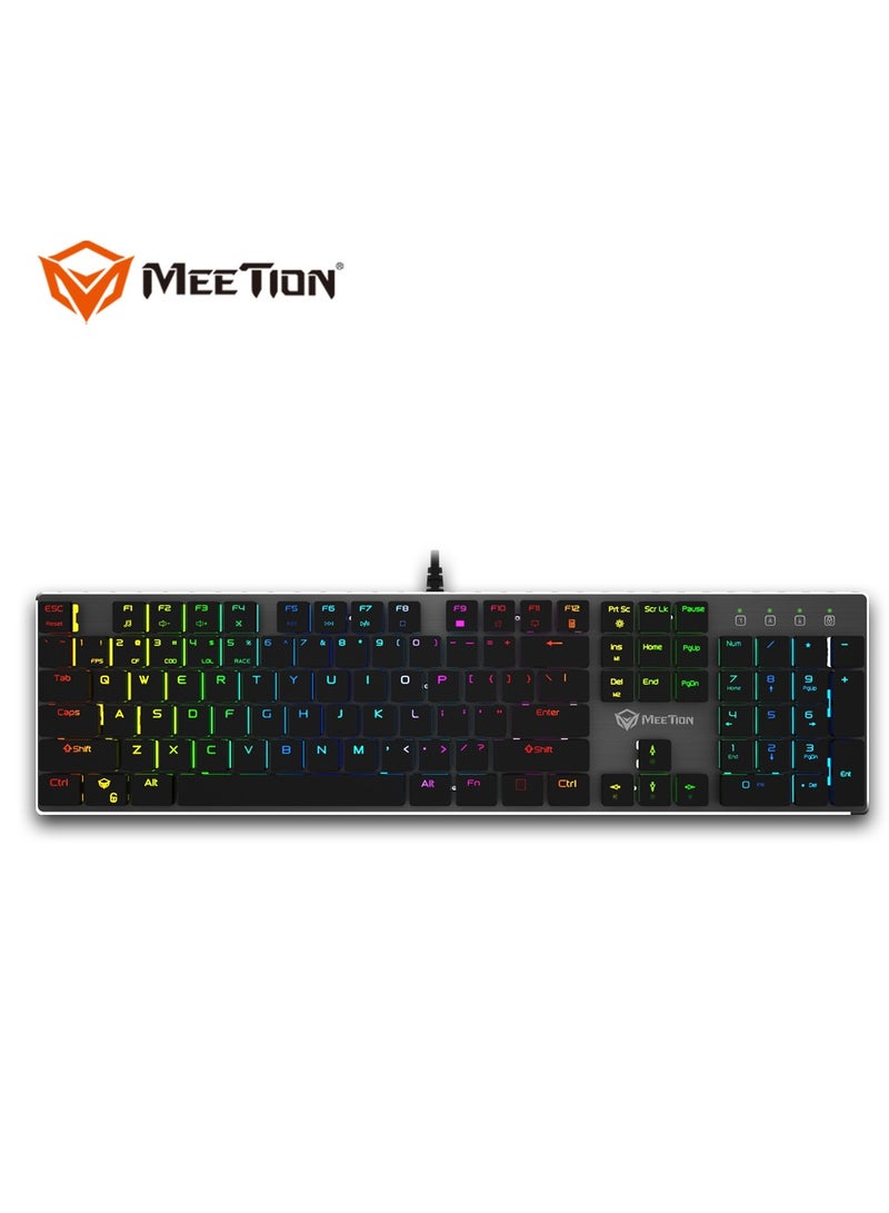 MEETION MK80 Ultrathin Mechanical RGB backlit full keys anti-ghosting ultrathin chocolate keycaps Mechanical Blue Switch Gold-Plating USB