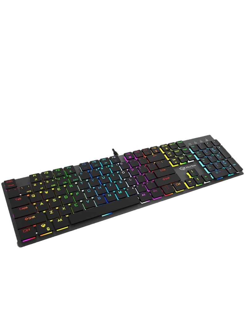 MEETION MK80 Ultrathin Mechanical RGB backlit full keys anti-ghosting ultrathin chocolate keycaps Mechanical Blue Switch Gold-Plating USB