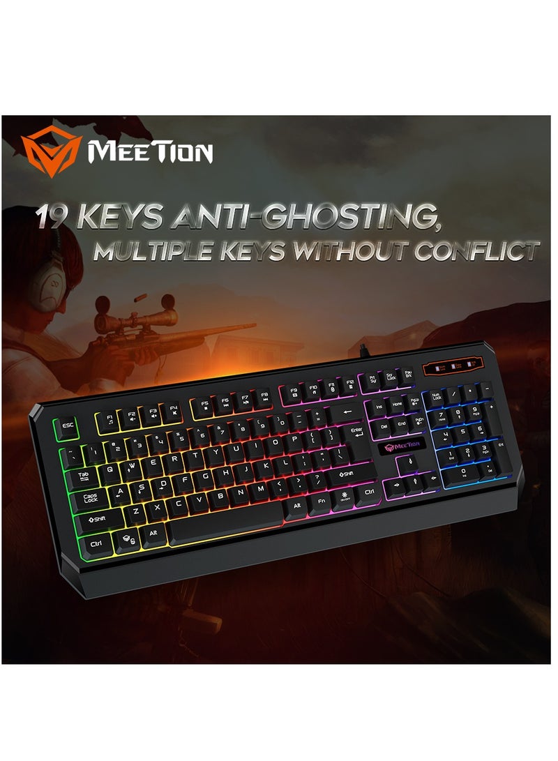 Meetion K9320 Waterproof Backlit RGB Gaming Keyboard  with 19 Anti-Ghosting Keys Best For Office and Gaming Use