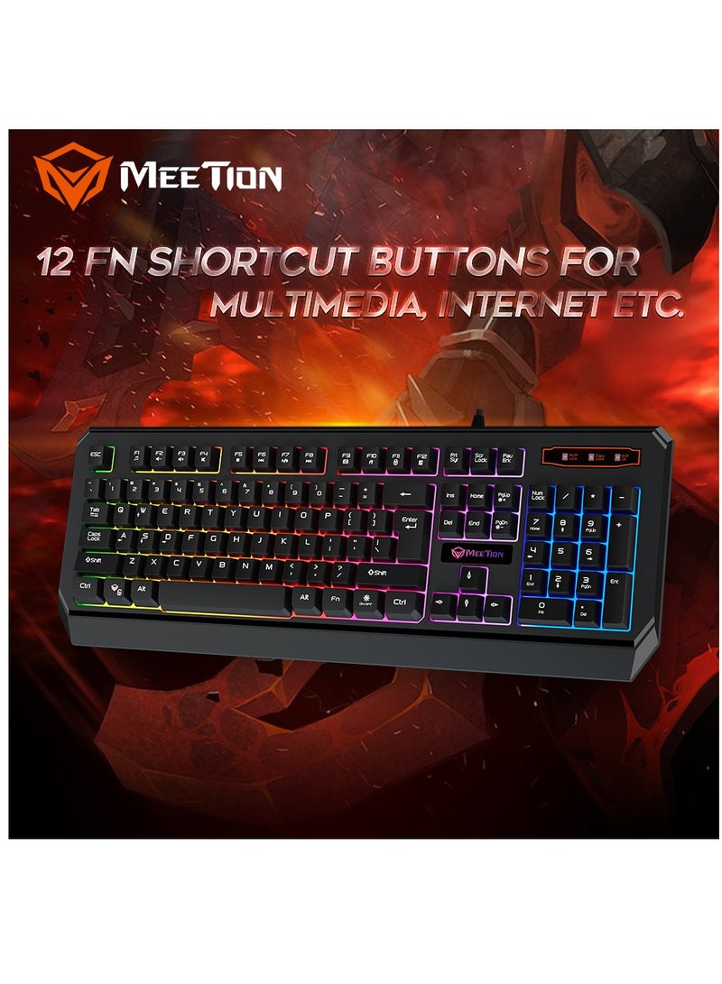 Meetion K9320 Waterproof Backlit RGB Gaming Keyboard  with 19 Anti-Ghosting Keys Best For Office and Gaming Use