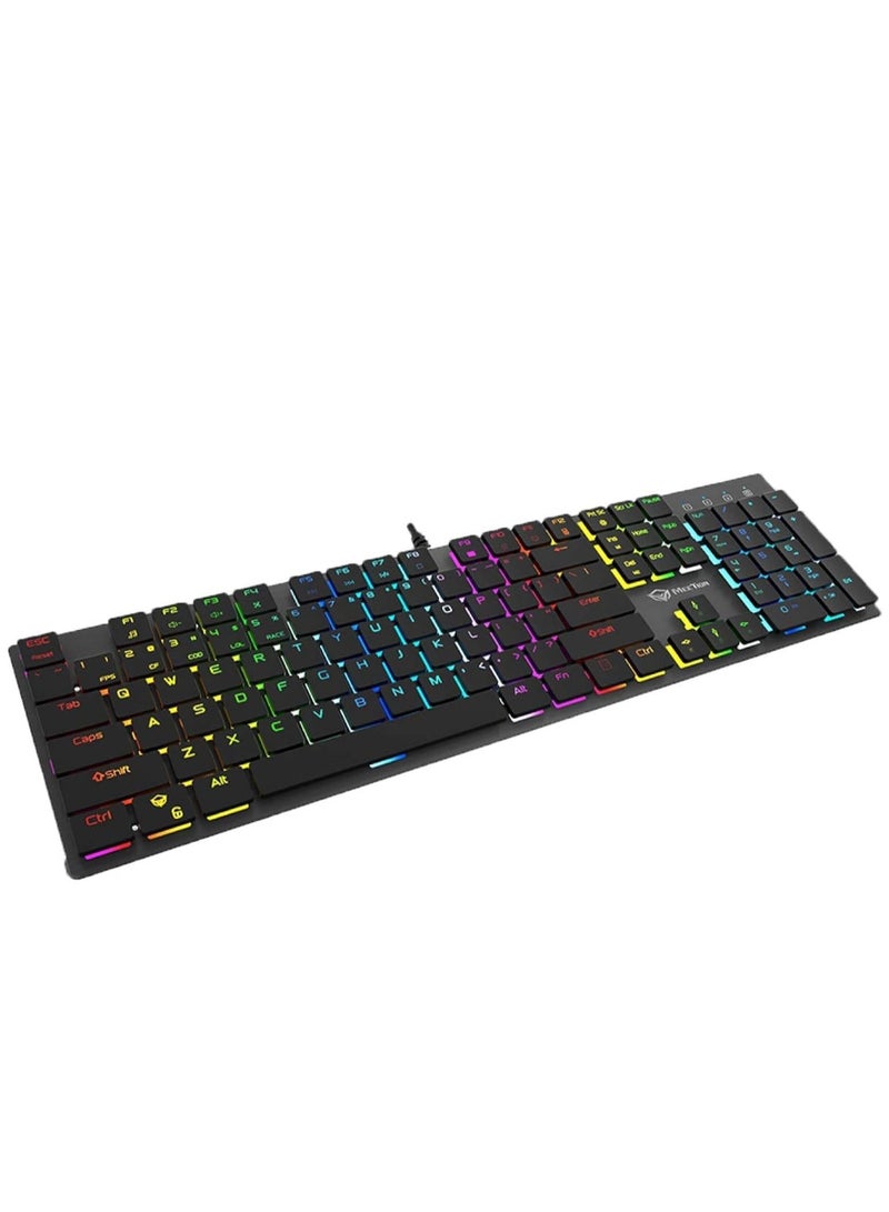 MEETION MK80 Ultrathin Mechanical RGB backlit full keys anti-ghosting ultrathin chocolate keycaps Mechanical Blue Switch Gold-Plating USB Best Gaming Keyboard