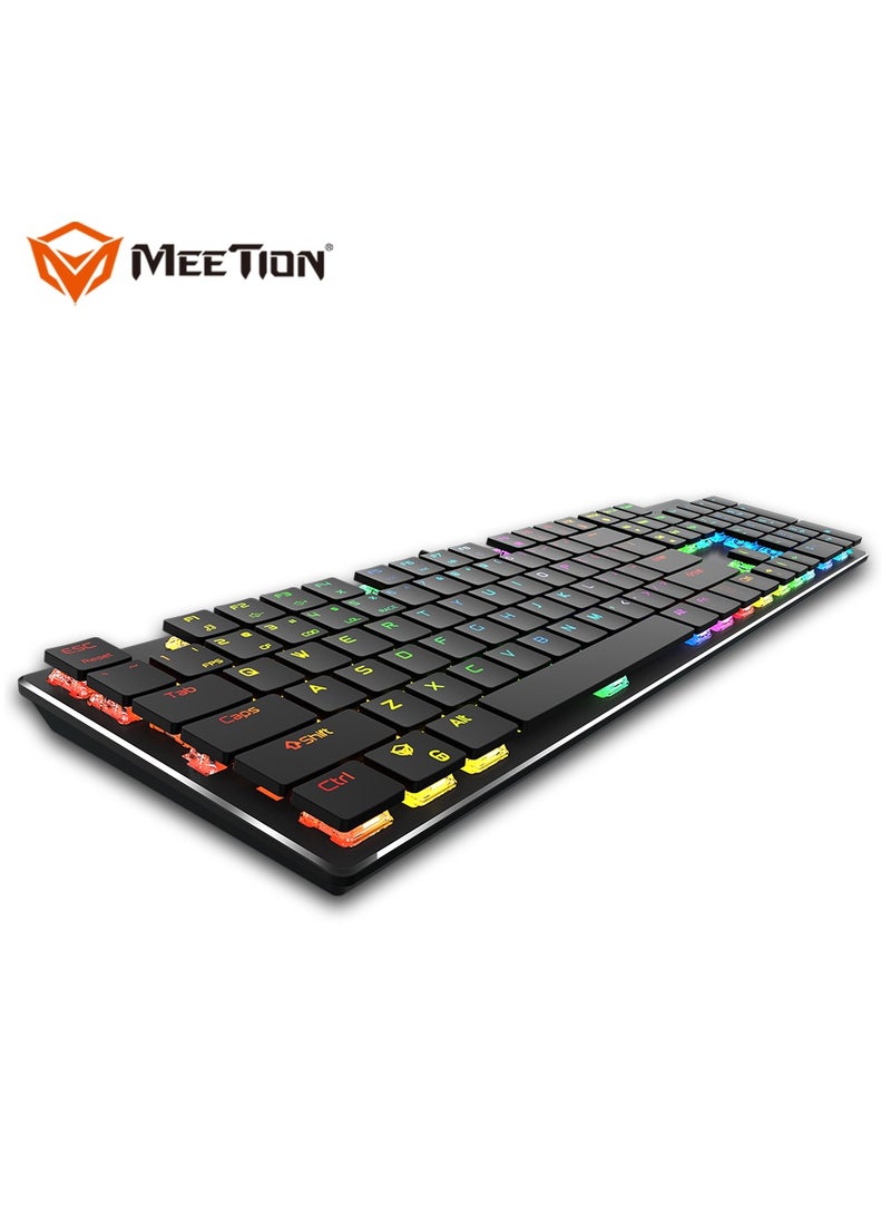 MEETION MK80 Ultrathin Mechanical RGB backlit full keys anti-ghosting ultrathin chocolate keycaps Mechanical Blue Switch Gold-Plating USB Best Gaming Keyboard