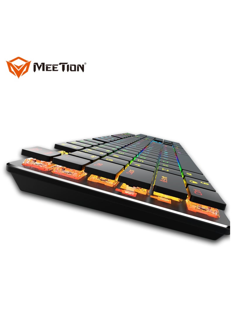 MEETION MK80 Ultrathin Mechanical RGB backlit full keys anti-ghosting ultrathin chocolate keycaps Mechanical Blue Switch Gold-Plating USB Best Gaming Keyboard