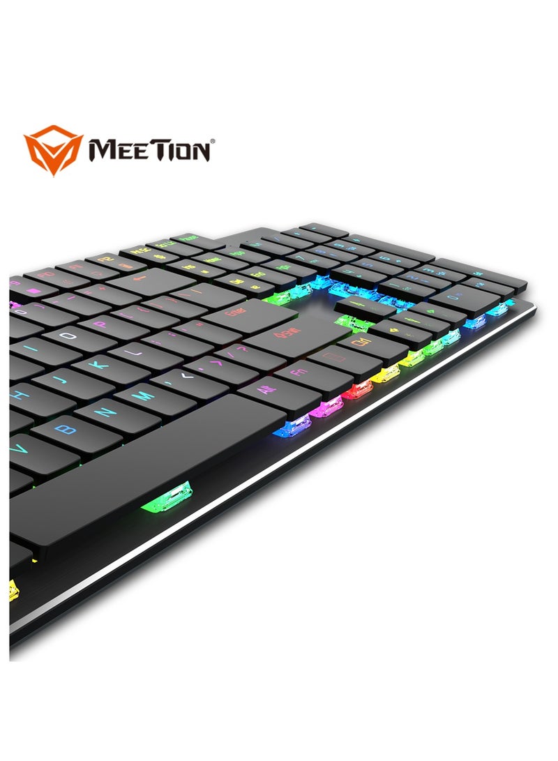 MEETION MK80 Ultrathin Mechanical RGB backlit full keys anti-ghosting ultrathin chocolate keycaps Mechanical Blue Switch Gold-Plating USB Best Gaming Keyboard