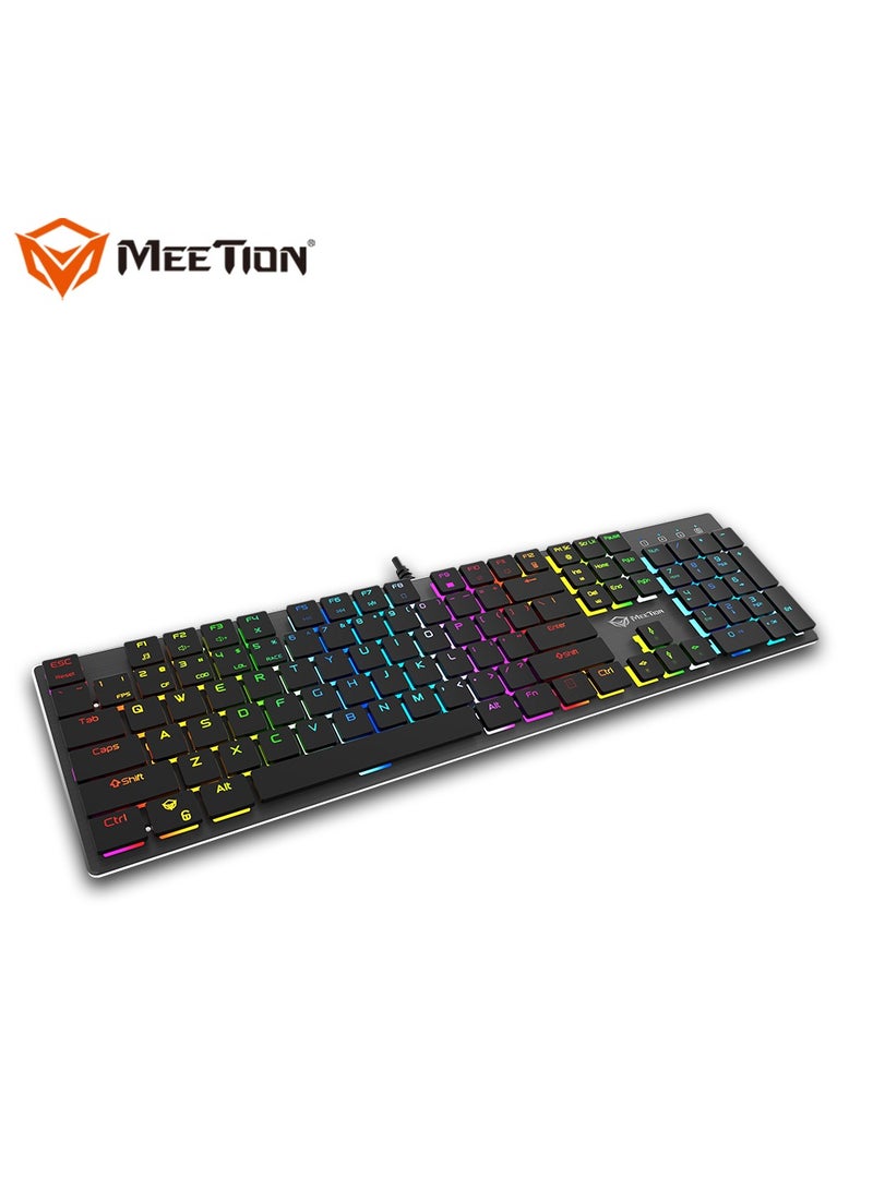 MEETION MK80 Ultrathin Mechanical RGB backlit full keys anti-ghosting ultrathin chocolate keycaps Mechanical Blue Switch Gold-Plating USB Best Gaming Keyboard