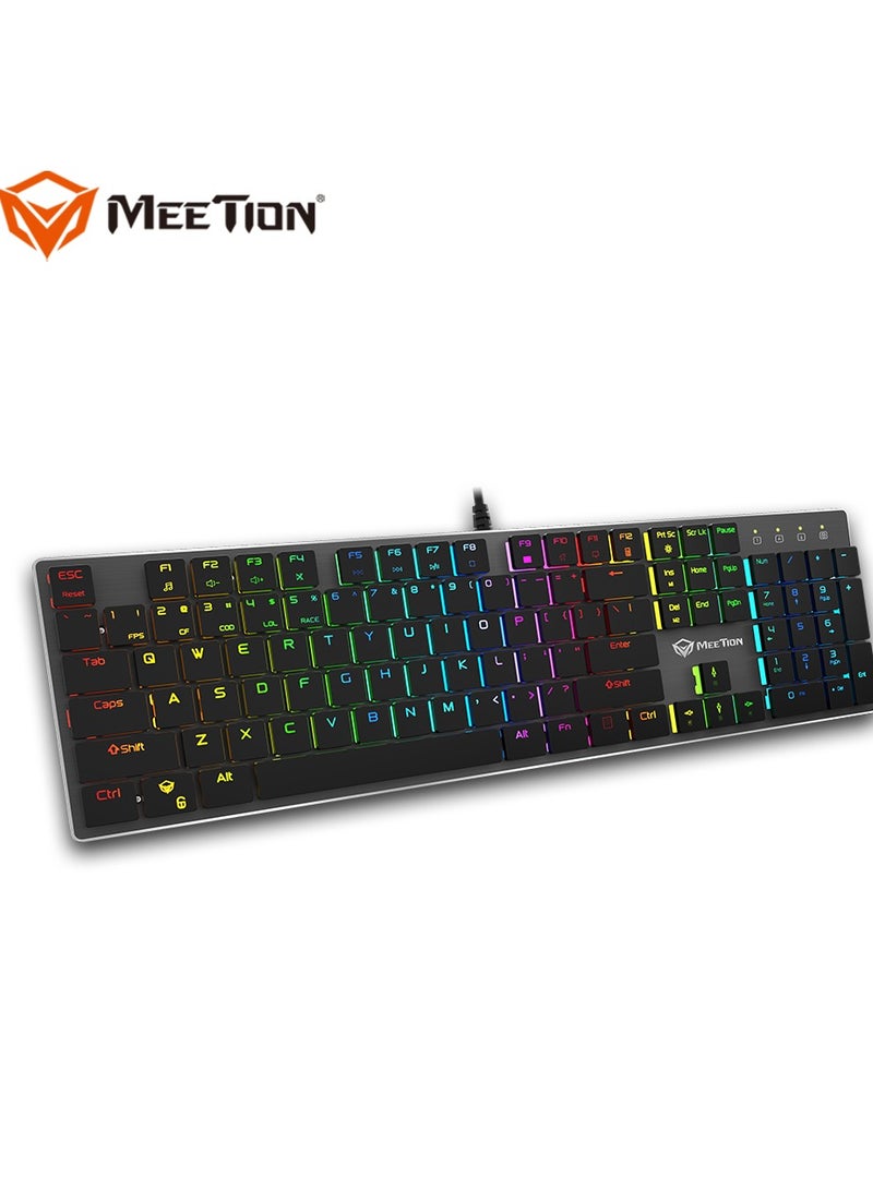 MEETION MK80 Ultrathin Mechanical RGB backlit full keys anti-ghosting ultrathin chocolate keycaps Mechanical Blue Switch Gold-Plating USB Best Gaming Keyboard