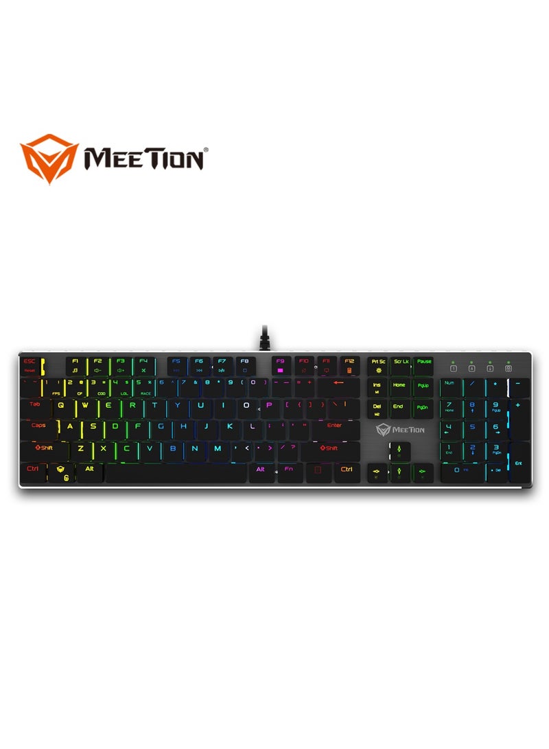 MEETION MK80 Ultrathin Mechanical RGB backlit full keys anti-ghosting ultrathin chocolate keycaps Mechanical Blue Switch Gold-Plating USB Best Gaming Keyboard