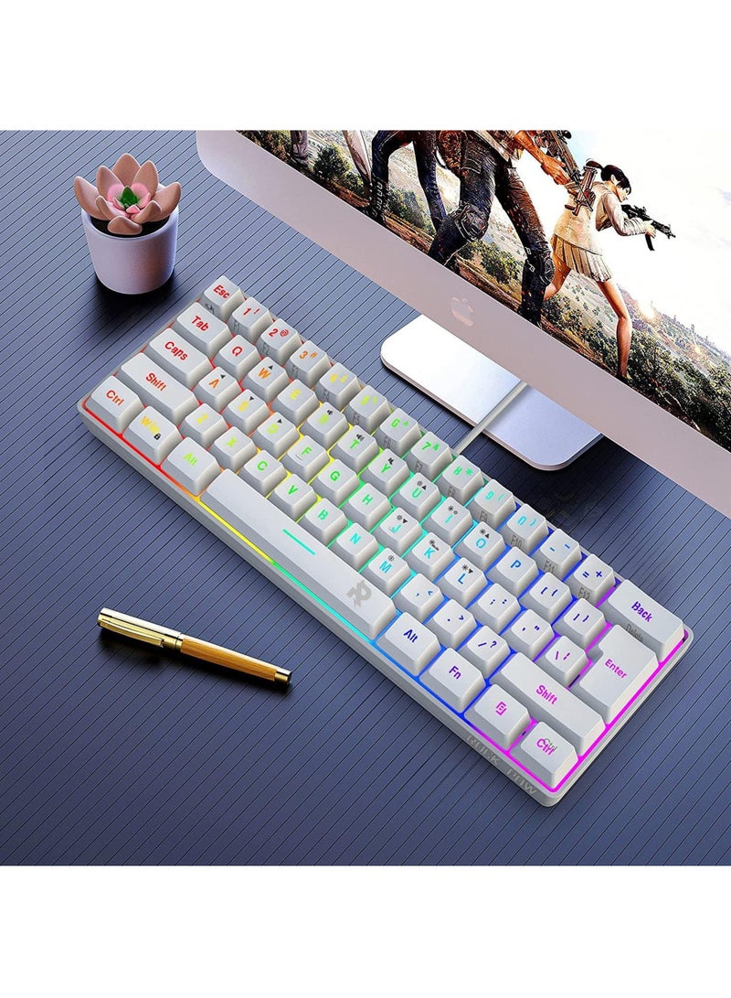 Arabic English 60% Wired Gaming Keyboard 61 Keys RGB Backlit Wrist Rest Ultra-Compact Mini Waterproof Keyboard for PC Computer Gamer