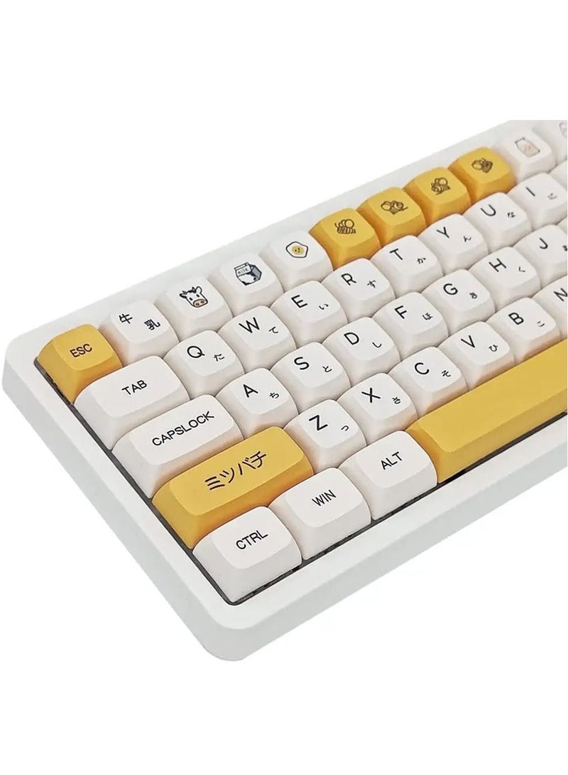 PBT Keycaps 140 Keys XDA Profile Dye-Sub Japanese Honey Milk Keycap, ANSI Layout Keycap Suitable for Mechanical Gaming Keyboard Gateron Kailh Cherry MX Switches (Keycaps only)