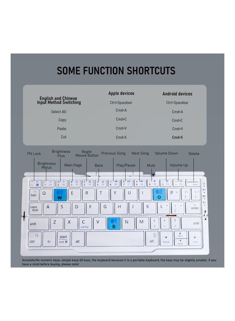 Foldable Bluetooth Keyboard, with Magnetic Stand, Aluminum Alloy Mini Quiet Folding Keyboard, Portable Lightweight Travel Keyboard, Rechargeable Pocket Portable Keyboard for Tablet, Phones