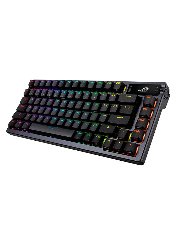 ASUS ROG Azoth 75 Wireless DIY Custom Gaming Keyboard, OLED display, Gasket-Mount, Three-Layer Dampening, Hot-Swappable Pre-lubed ROG NX Red Switches & Keyboard Stabilizers, PBT Keycaps, RGB, US layout