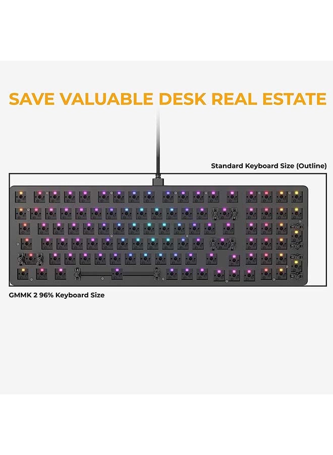 Glorious Gaming GMMK 2 Full Size (96%) Barebones (Frame Only) - Mechanical Gaming Keyboard Frame, Full Size (96%), Aluminium, Customisable, Per Key RGB, American/ANSI Layout - Black