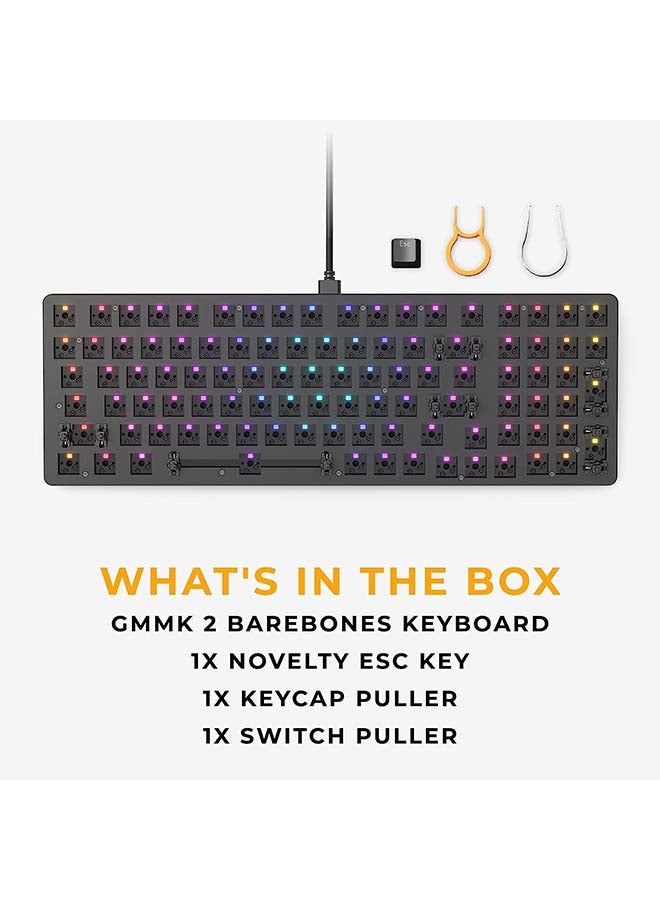 Glorious Gaming GMMK 2 Full Size (96%) Barebones (Frame Only) - Mechanical Gaming Keyboard Frame, Full Size (96%), Aluminium, Customisable, Per Key RGB, American/ANSI Layout - Black