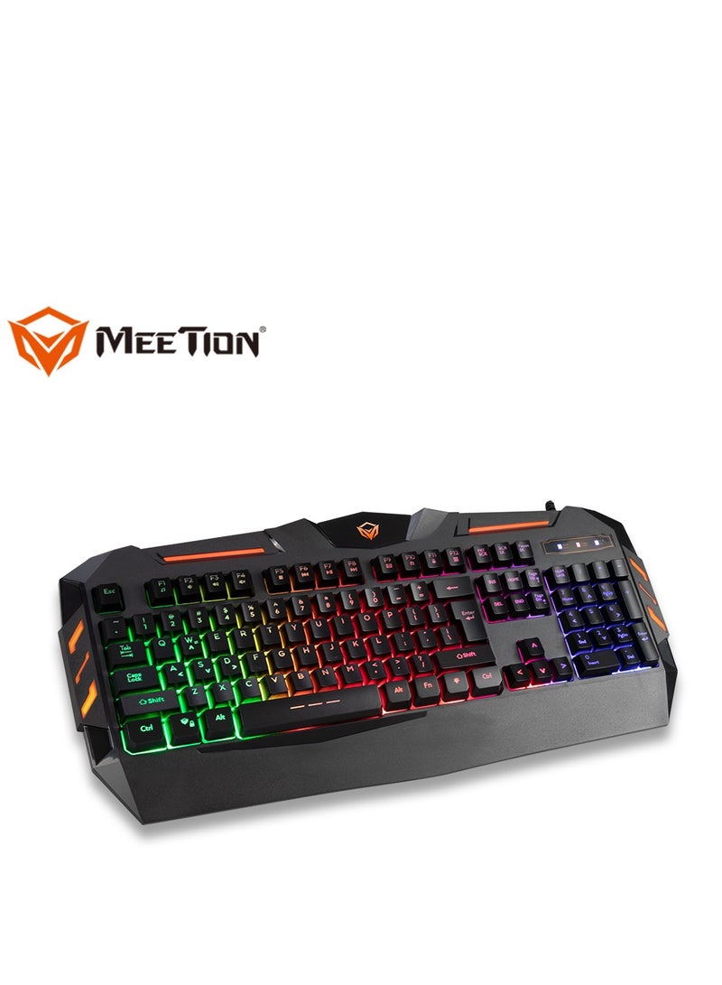 Meetion C-500 4 in 1  PC Backlight USB Ergonomic Gaming Mouse Rainbow Keyboard and Mouse Pad Combo