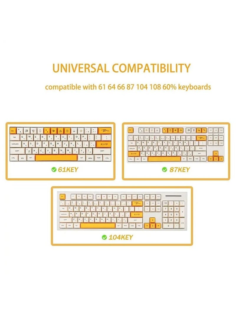 PBT Keycaps 140 Keys XDA Profile Keycaps Dye-Sub Japanese Honey Milk Keycap, ANSI Layout Keycap Suitable for Mechanical Gaming Keyboard Gateron Kailh Cherry MX Switches (Keycaps only)