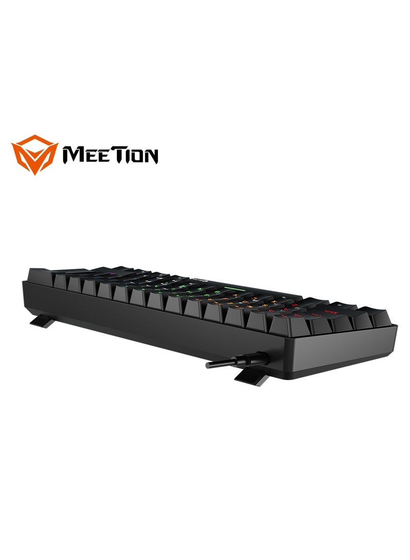 MEETION RGB Backlit Mini 61 Keys Wired 60% Mini Blue Switch Mechanical Best Gaming Keyboard Black MT-MK005