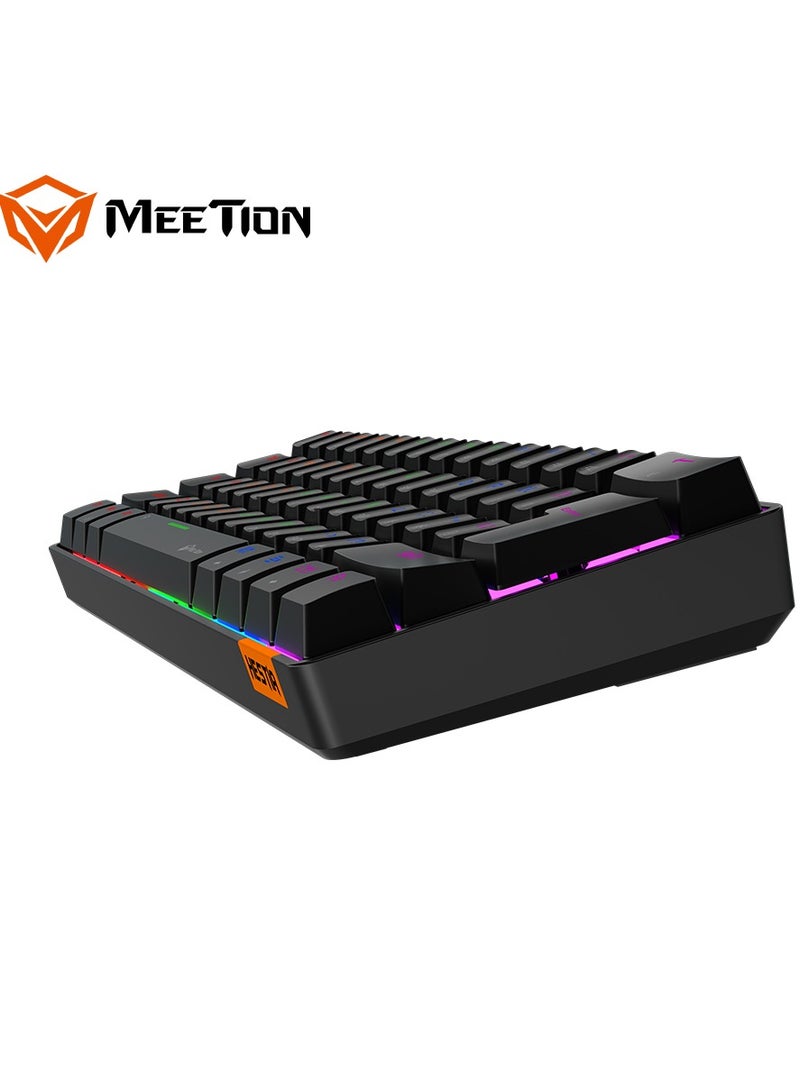 MEETION RGB Backlit Mini 61 Keys Wired 60% Mini Blue Switch Mechanical Best Gaming Keyboard Black MT-MK005